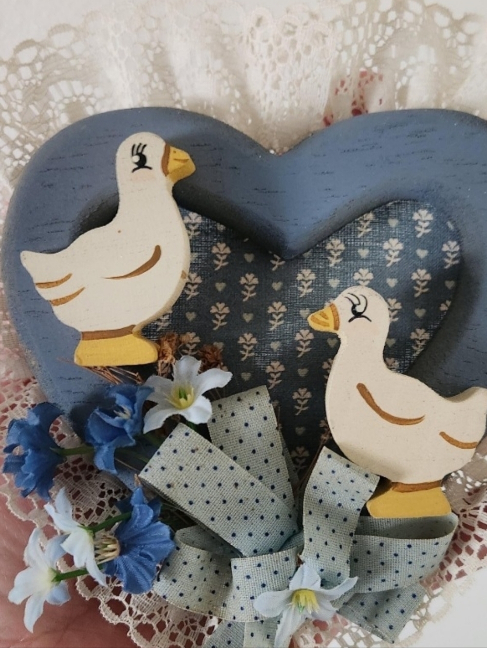 Goose geese country style vintage wall hanging heart grandma core